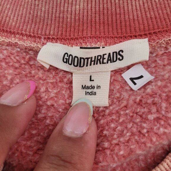 Goodthreads Women's Heritage Fleece Beefy Crewneck Sweatshirt Pink Acid Wash L - Picture 6 of 11